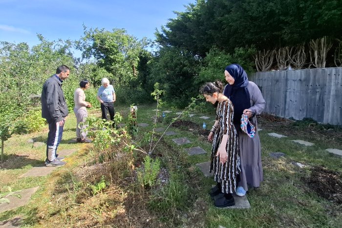 Visitors enjoying the garden