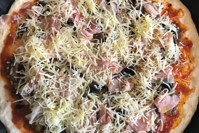Pizza ready for the oven